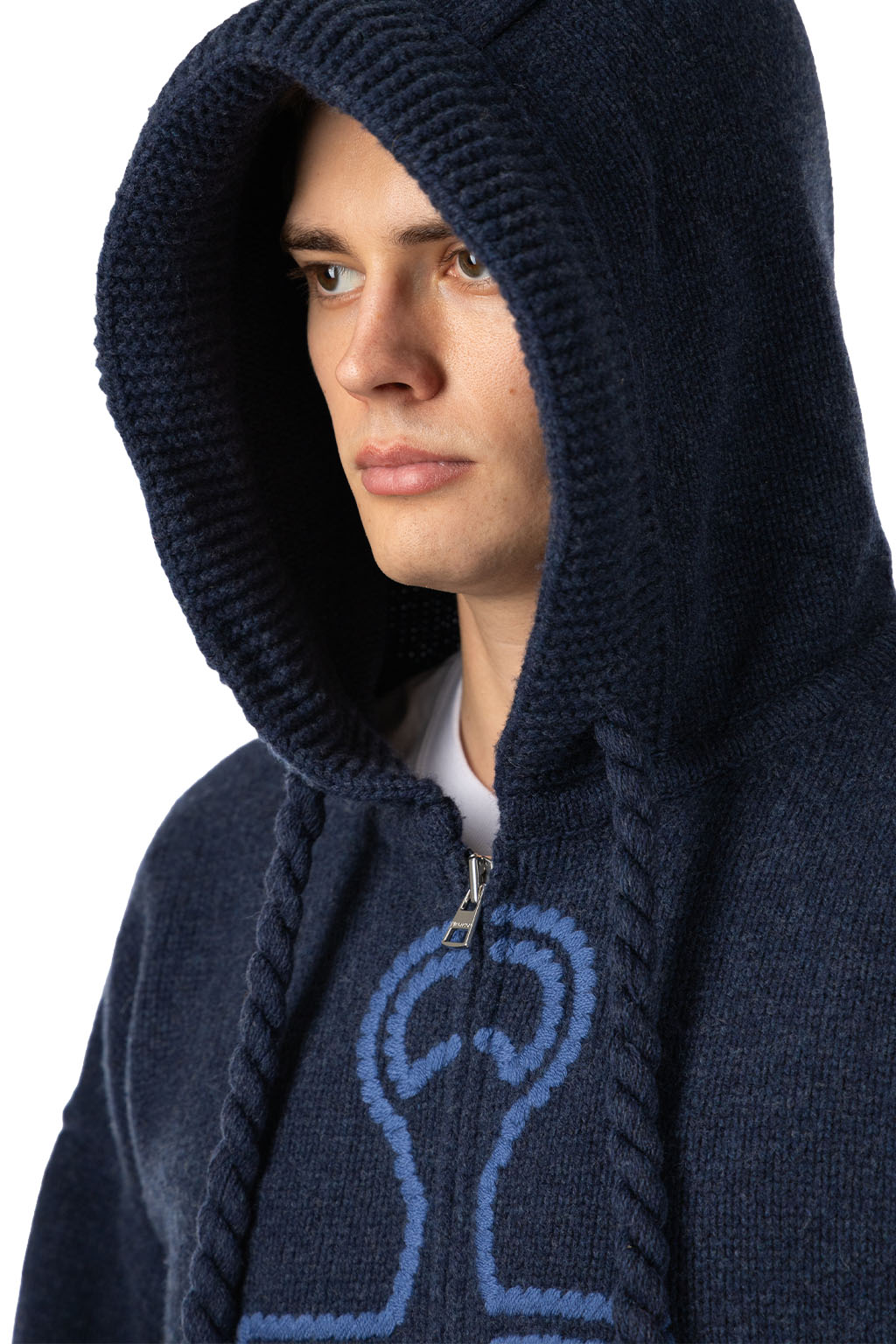 JW Anderson - Anchor Emroidery Zipped Hoodie -Steel Blue